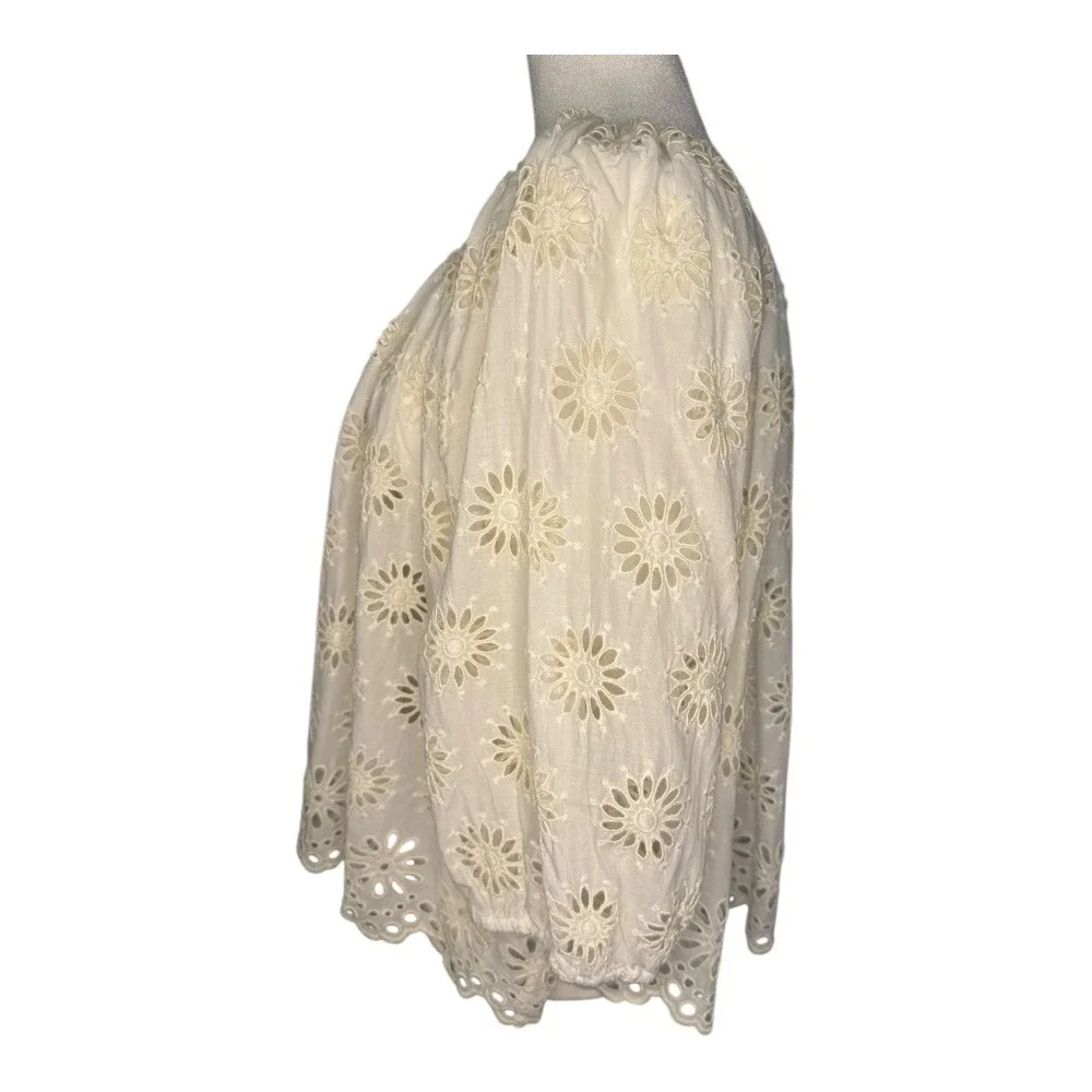 Madewell Cream Eyelet Puff Sleeve Blouse